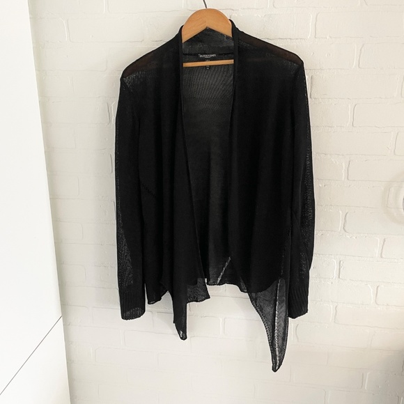 Eileen Fisher Open knit cardigan Linen blend beachy lightweight Black Sz 2X - Picture 2 of 13
